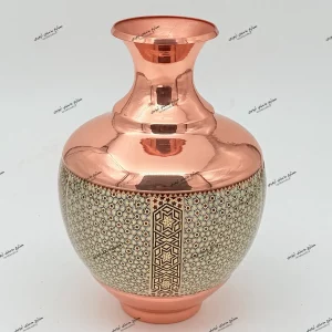گلدان مس کرمان خاتم شال دار ممتاز با طراحی ایرانی