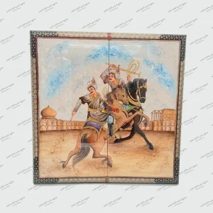 تخته نرد خاتم دست‌ساز چوب کبوده با خاتم تخمه‌دار صنایع دستی شایان ایوبی ارتفاع ۵۰ سانتی‌متر عرض ۵۰ سانتی‌متر