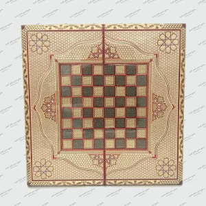 تخته نرد خاتم سیمی کنگره‌دار ۵۰ در ۵۰ چوب کبوده دست‌ساز صنایع دستی شایان ایوبی